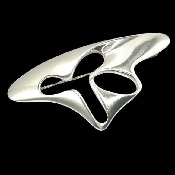 Georg Jensen Sterling Silver “Amoeba”Modernist Brooch by Henning Koppel - Picture 1 of 6